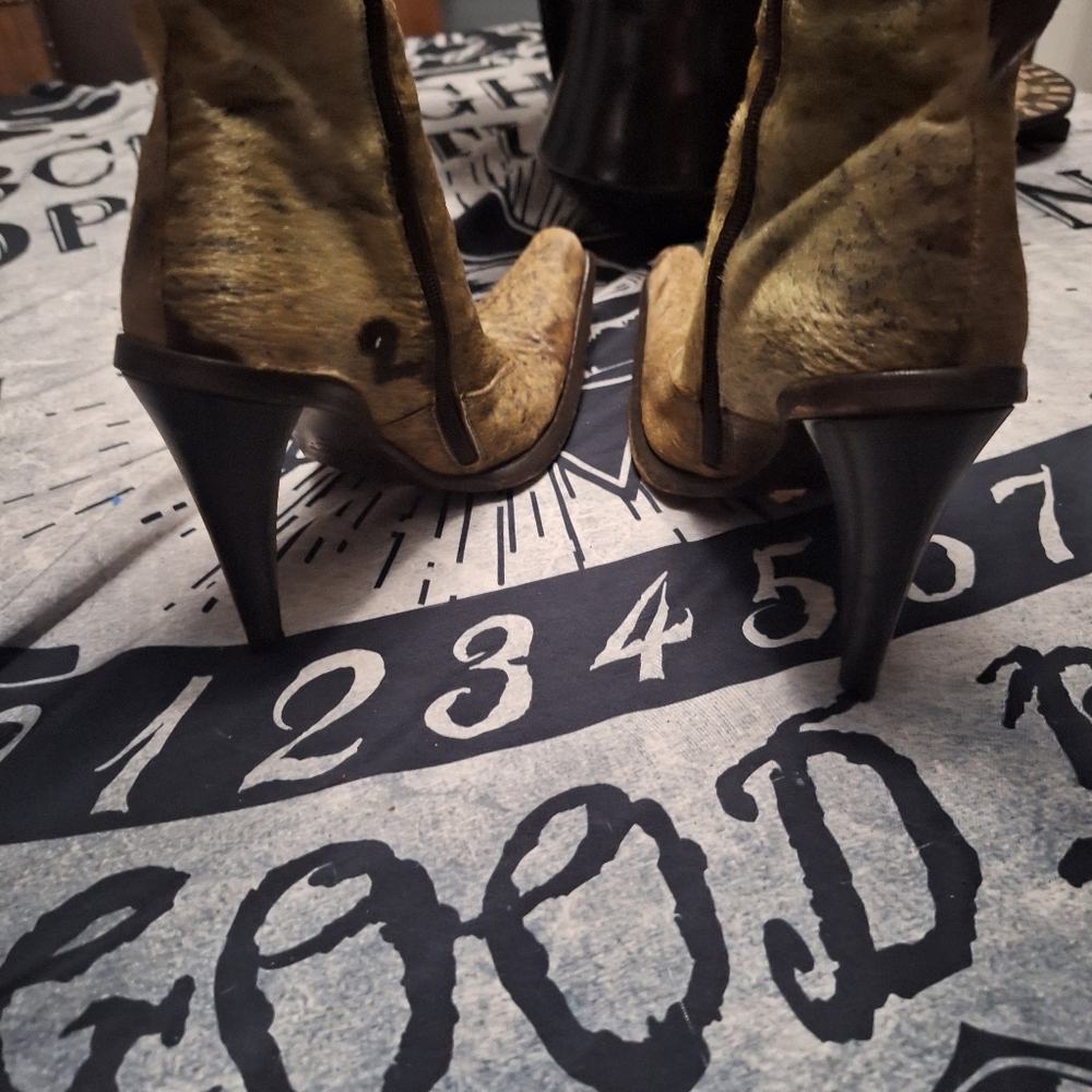 Gianni Bravo Poited Toe High Heeled Italian Leather &Fur Boots Size7.5 - Picture 4 of 14